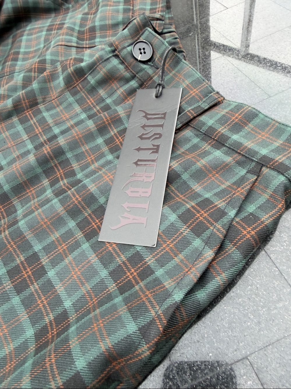 DISTURBIA Nightingale Split Tapered Trousers Green Plaid Size US 10 NEW NWT - Picture 5 of 12